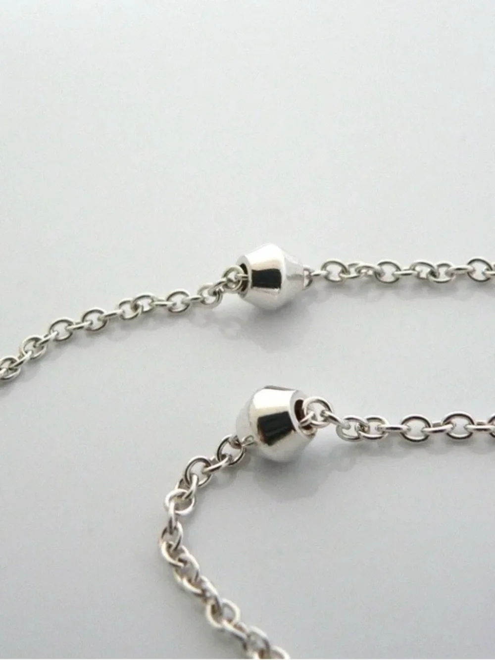 Rare Retired Tiffany & Co. Barrel Bead Station Bracelet Sterling Silver 7.5”